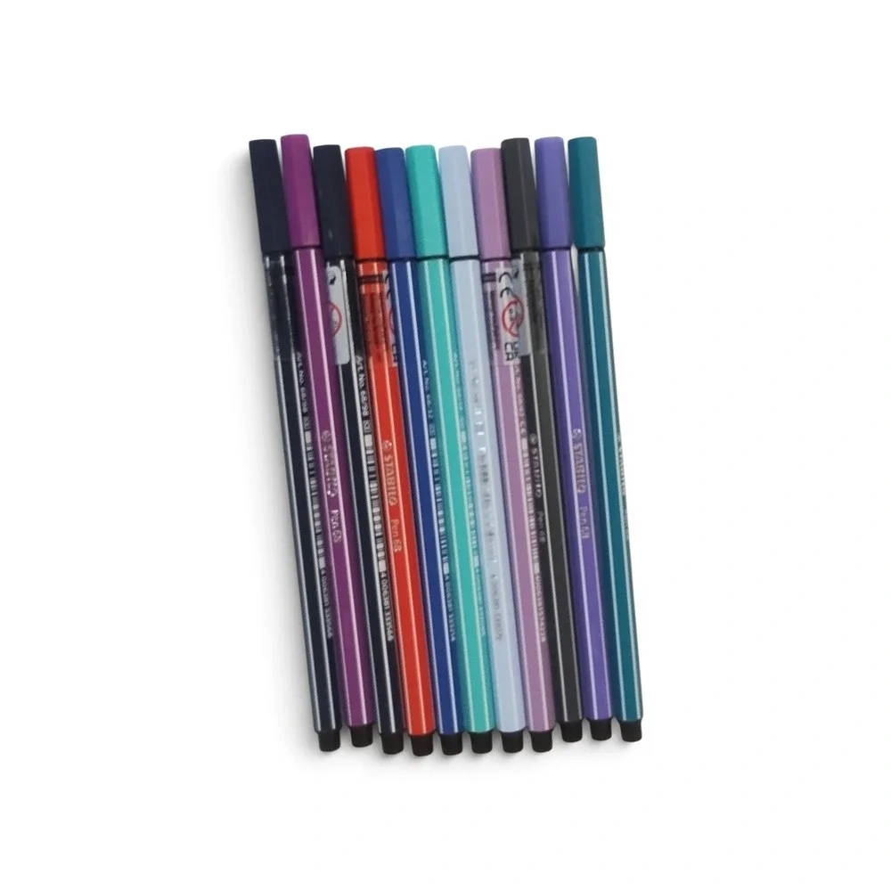 Stabilo Pen 68 Premium Fiber-Tip Felt Markers Set of 10 Assorted Colors Art 68